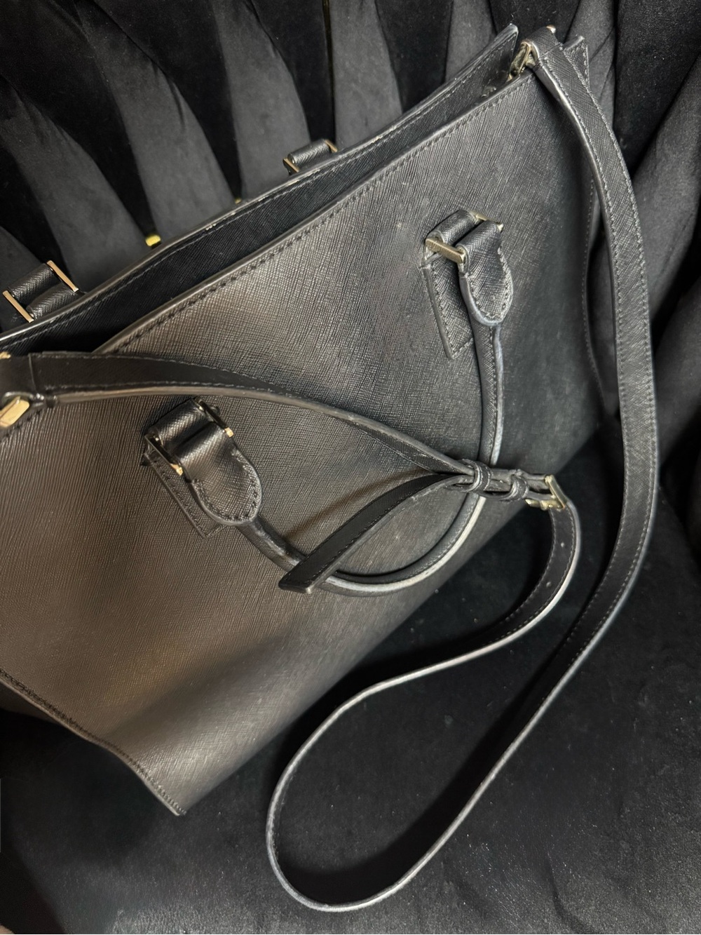 kate spade Black Saffiano Leather Medium Satchel Bag - Picture 7 of 10